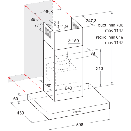 Вытяжка Bauknecht DBHBS 63 LL IX купить за 189&nbsp;900 ₽ в Москве с доставкой по РФ