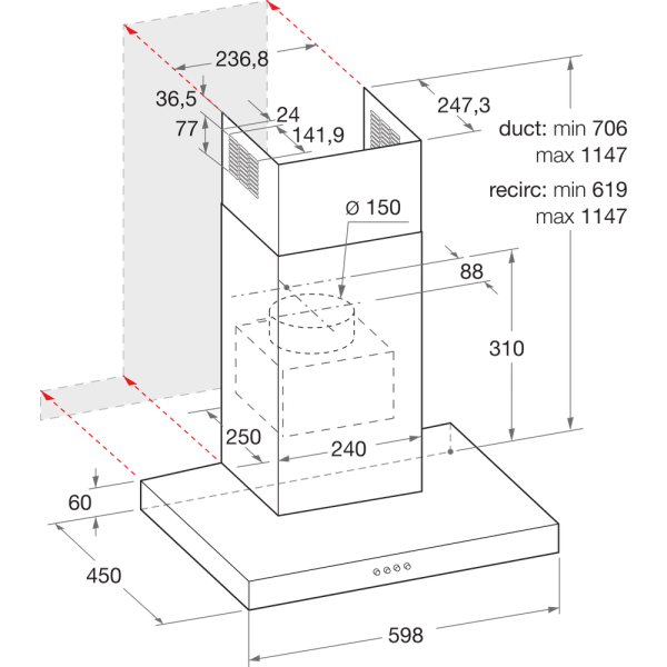 Вытяжка Bauknecht DBHBS 63 LL IX - купить за 189&nbsp;900 ₽ в Москве с доставкой по РФ