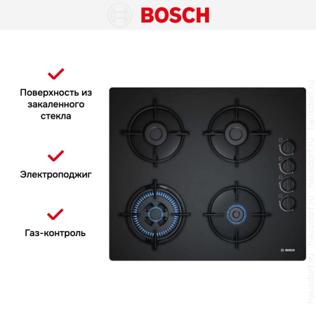 Газовая варочная панель Bosch POH 6B6B10 купить за 34&nbsp;300.12 ₽ в Москве с доставкой по РФ
