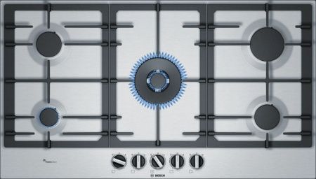 Газовая варочная панель Bosch PCR9A5B90M - купить онлайн, цена 66 360.50 ₽, стоимость доставки по МСК и РФ от 300 рублей, заказать сейчас! Газовая варочная панель Bosch PCR9A5B90M купить за 66 360.50 ₽ в Москве с доставкой по РФ