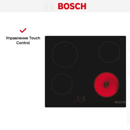 Электрическая варочная панель Bosch PKE611AA1R - купить онлайн, цена 88 500.40 ₽, стоимость доставки по МСК и РФ от 300 рублей, заказать сейчас! Электрическая варочная панель Bosch PKE611AA1R купить за 88 500.40 ₽ в Москве с доставкой по РФ