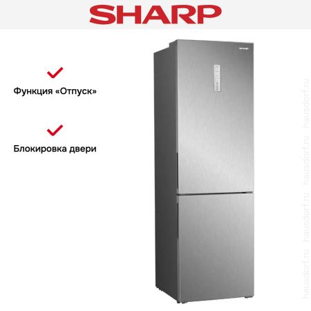 Двухкамерный холодильник Sharp SJ-B350ESIX - купить онлайн, цена 44 990.40 ₽, стоимость доставки по МСК и РФ от 300 рублей, заказать сейчас! Двухкамерный холодильник Sharp SJ-B350ESIX купить за 44 990.40 ₽ в Москве с доставкой по РФ