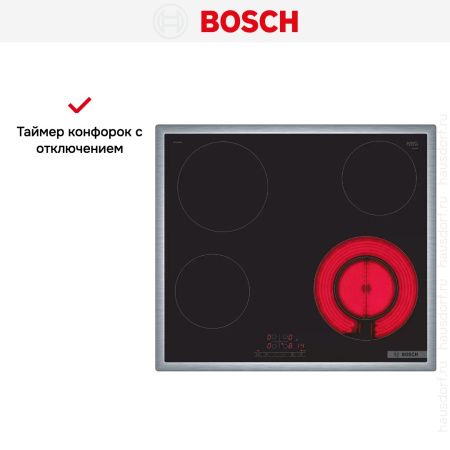 Электрическая варочная панель Bosch PKF645BB2E - купить онлайн, цена 102 000.30 ₽, стоимость доставки по МСК и РФ от 300 рублей, заказать сейчас! Электрическая варочная панель Bosch PKF645BB2E купить за 102 000.30 ₽ в Москве с доставкой по РФ