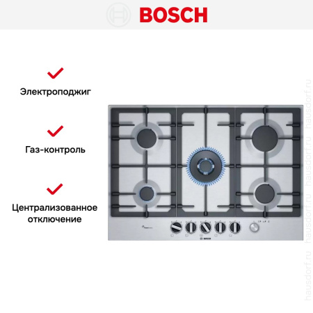 Газовая варочная панель Bosch PCQ7A5M90R купить за 67&nbsp;560.47 ₽ в Москве с доставкой по РФ