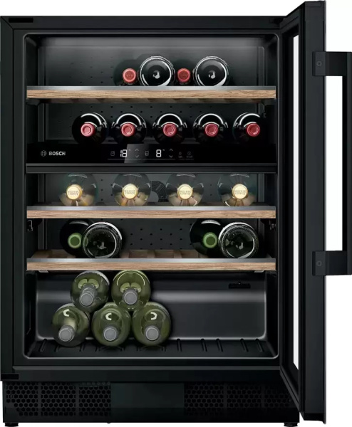 Встраиваемый винный шкаф Bosch KUW21AHG0 - купить онлайн, цена 254 600.80 ₽, стоимость доставки по МСК и РФ от 300 рублей, заказать сейчас! Встраиваемый винный шкаф Bosch KUW21AHG0 - купить за 254 600.80 ₽ в Москве с доставкой по РФ