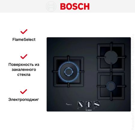 Газовая варочная панель Bosch PPC6A6B20 - купить онлайн, цена 38 610.14 ₽, стоимость доставки по МСК и РФ от 300 рублей, заказать сейчас! Газовая варочная панель Bosch PPC6A6B20 купить за 38 610.14 ₽ в Москве с доставкой по РФ