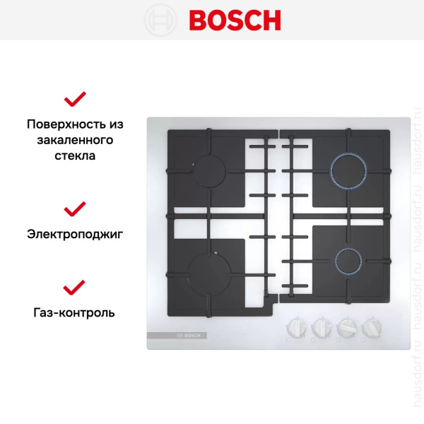 Газовая варочная панель Bosch PNP6B2B92R - купить за 64&nbsp;800.46 ₽ в Москве с доставкой по РФ