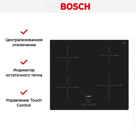 Индукционная варочная панель BOSCH PIE611BB1E - купить онлайн, цена 98 400.22 ₽, стоимость доставки по МСК и РФ от 300 рублей, заказать сейчас! Индукционная варочная панель BOSCH PIE611BB1E купить за 98 400.22 ₽ в Москве с доставкой по РФ