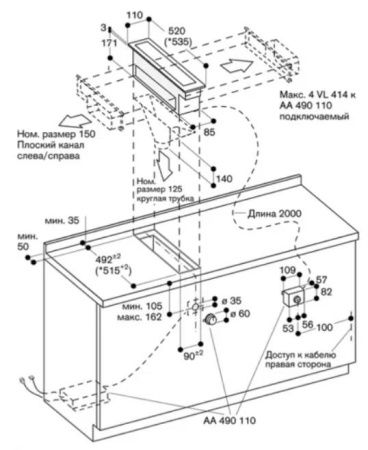 Встраиваемая вытяжка Gaggenau VL 414-110 купить за 79&nbsp;999 ₽ в Москве с доставкой по РФ