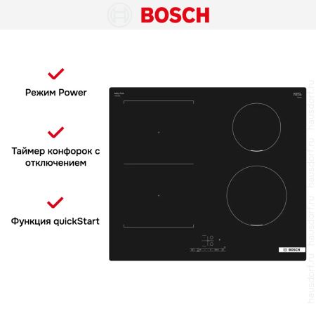 Индукционная варочная панель Bosch PVS611BB6E - купить онлайн, цена 84 240.30 ₽, стоимость доставки по МСК и РФ от 300 рублей, заказать сейчас! Индукционная варочная панель Bosch PVS611BB6E купить за 84 240.30 ₽ в Москве с доставкой по РФ