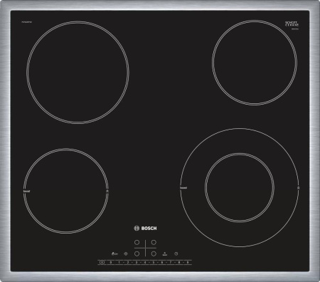 Электрическая варочная панель Bosch PKF645FP1 - купить онлайн, цена 129 999 ₽, стоимость доставки по МСК и РФ от 300 рублей, заказать сейчас! Электрическая варочная панель Bosch PKF645FP1 купить за 129 999 ₽ в Москве с доставкой по РФ