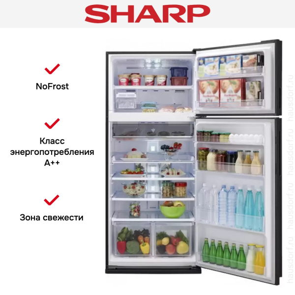 Двухкамерный холодильник Sharp SJXP59PGRD - купить онлайн, цена 187 990.50 ₽, стоимость доставки по МСК и РФ от 300 рублей, заказать сейчас! Двухкамерный холодильник Sharp SJXP59PGRD - купить за 187 990.50 ₽ в Москве с доставкой по РФ