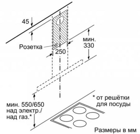 Вытяжка для настенного монтажа BOSCH DWB66BC50 купить за 79&nbsp;999 ₽ в Москве с доставкой по РФ