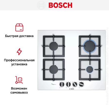 Газовая варочная панель Bosch PPP6A2B20O - купить онлайн, цена 70 000.42 ₽, стоимость доставки по МСК и РФ от 300 рублей, заказать сейчас! Газовая варочная панель Bosch PPP6A2B20O купить за 70 000.42 ₽ в Москве с доставкой по РФ